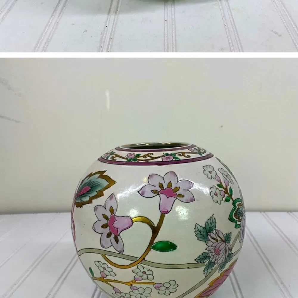 Pink Floral Ginger Jar Vase Vintage From JCPenney Exclusive